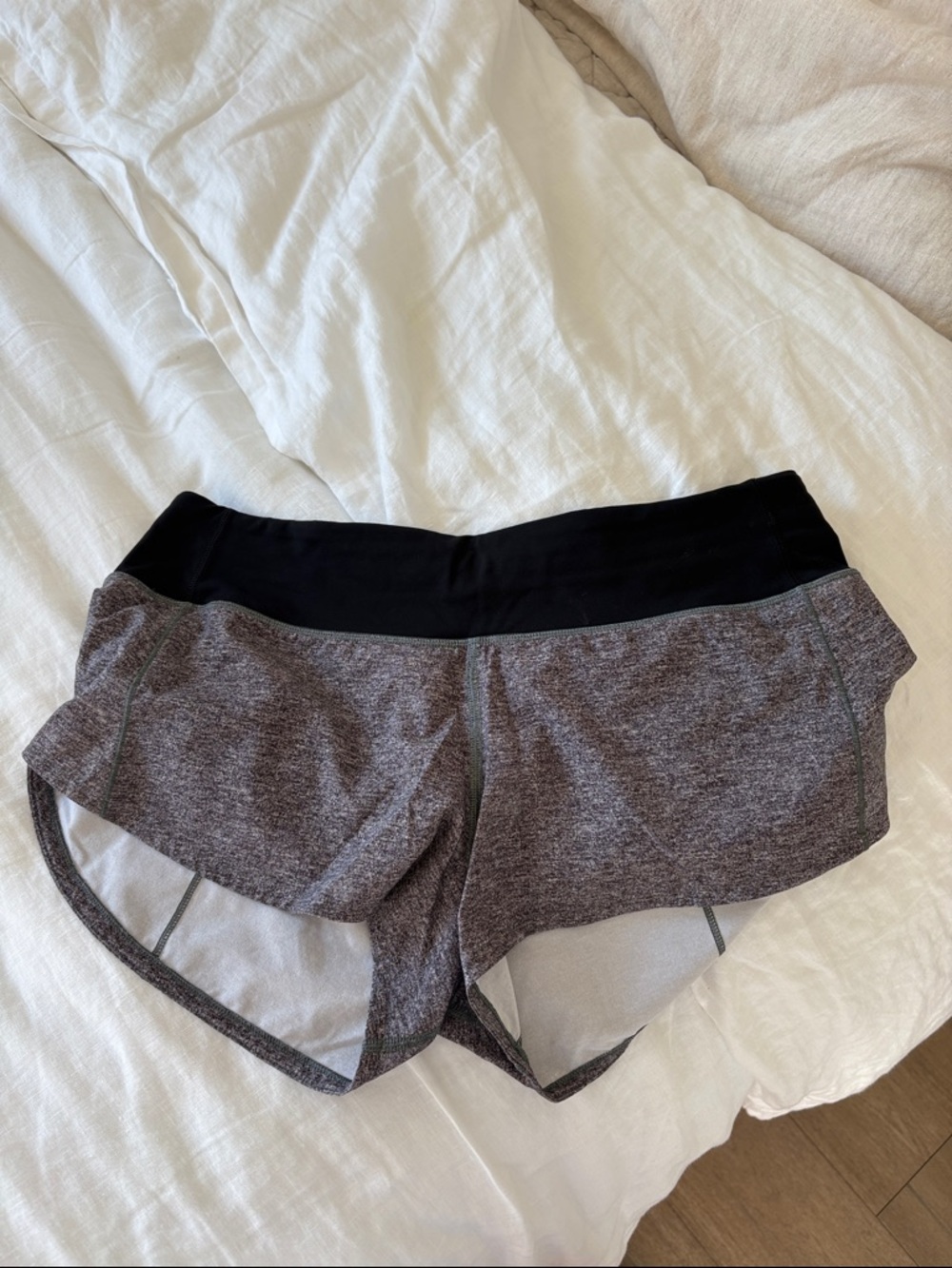 lululemon athletica Heather Gray Athletic Shorts with Black Waistband